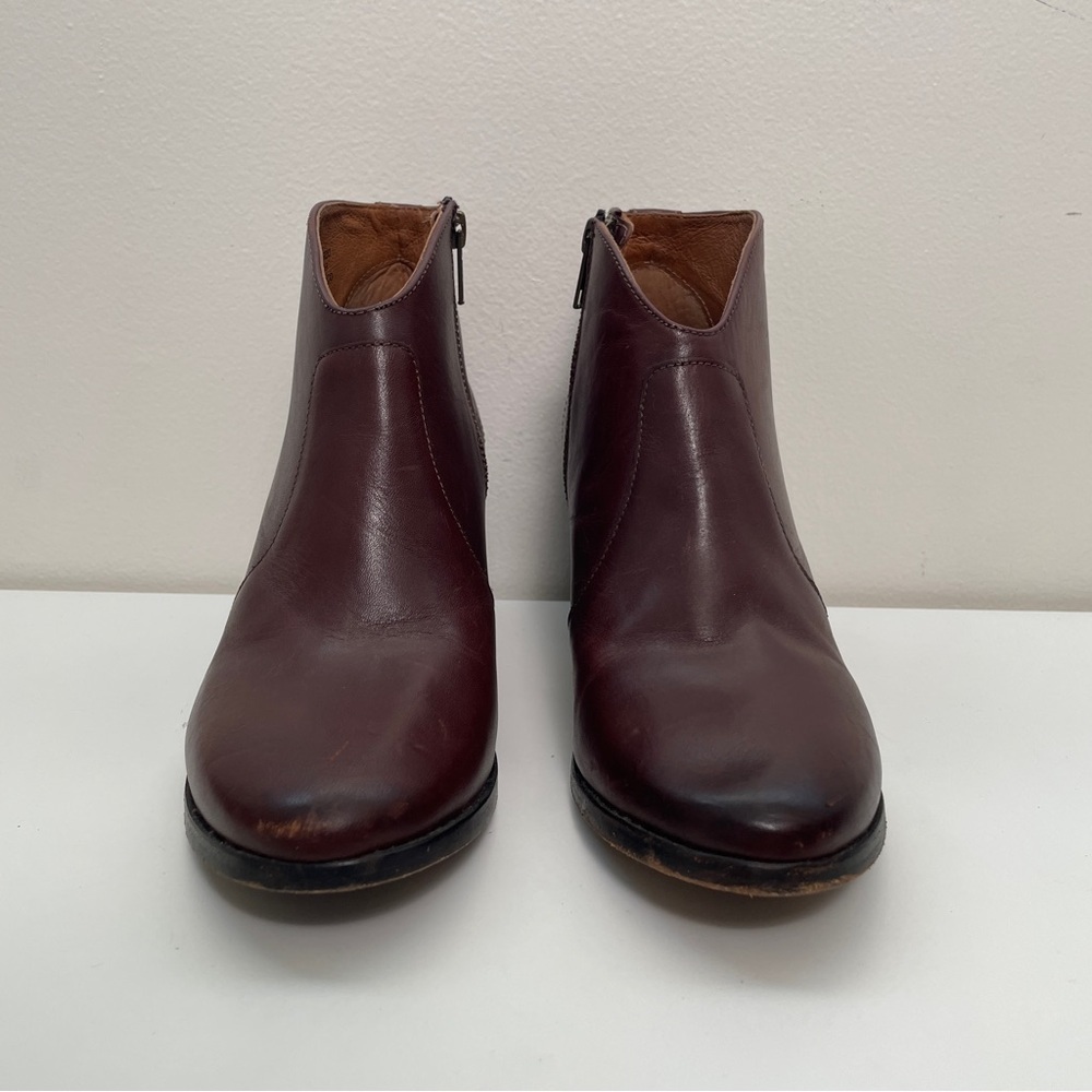 Frye Nora short zip boot brown size 9 bootie western leather pointed toe office - Picture 3 of 15